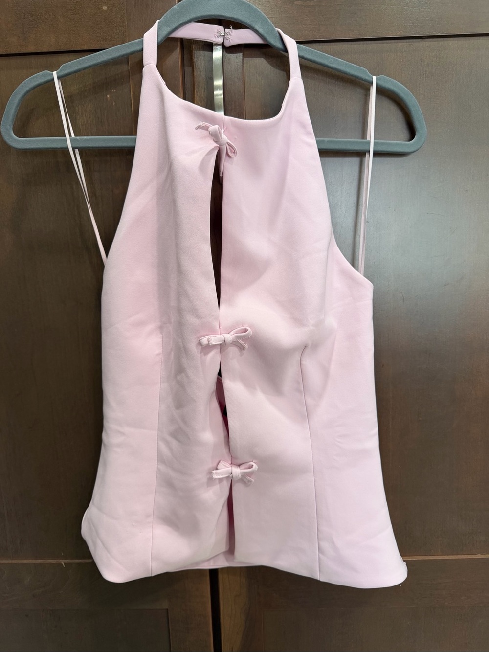 Zara Pale Pink Halter Camisole with Front Bow Ties - Picture 2 of 2